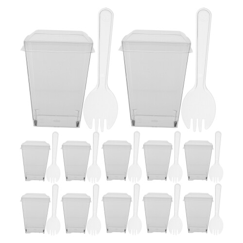 100Set Clear Party Dessert Cups with Square Design and Lids