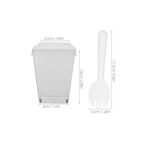 100Set Clear Party Dessert Cups with Square Design and Lids 1