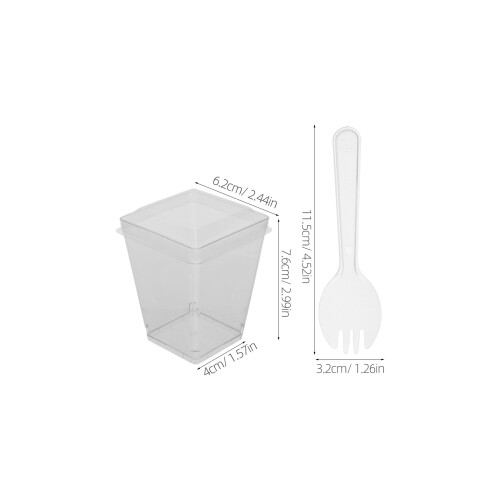 100Set Clear Party Dessert Cups with Square Design and Lids 2