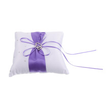 1Coussin Anneaux Mariage Violet En Satin Pour Cérémonie Souvenir