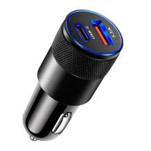 3.1A 15W USB+PD Small Steel Cannon Car Charger Metal Alloy Car Charger TYPE-C Car Charger
