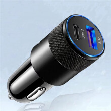 3,1 A 15 W USB + PD Kleines Autoladegerät Aus Stahlkanone Autoladegerät Aus Metalllegierung TYP-C Autoladegerät