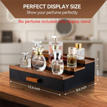 Wooden Cologne Display Stand Organizer for Men,3 Tier Cologne Display with Drawer Storage, Perfume Display Rack