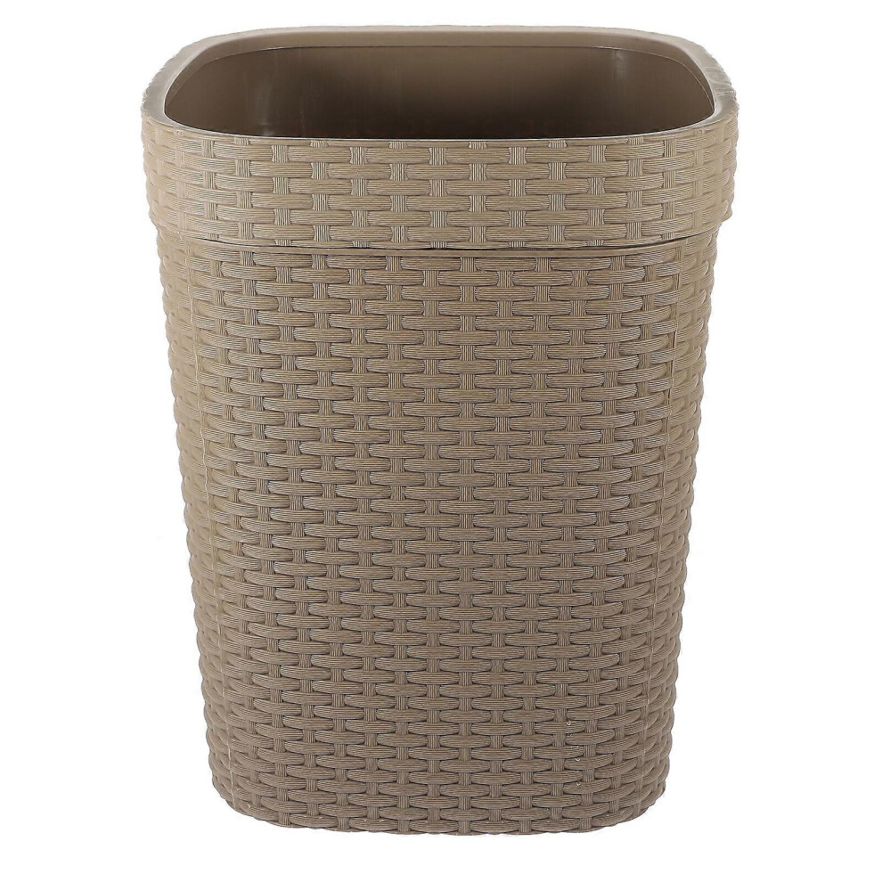Kricely (As Show, One Size) Trash Can Vintage Imitation Rattan Trash Can Wastebasket Farmhouse Garbage Bin
