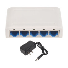 5 Port Data ,Network Hub,Desktop Ethernet Splitter,Plug & Shielded Fanless Quiet