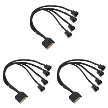 3X Adapterkabel för Kylfläkt, 15-Stifts  Till 4 X 3-Stift / 4-Stift PMW 12V PC-Fodral Fläktströmadapterkabel Till 15-Stifts