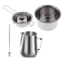 4 Set Stainless Steel Double Boiler Long Handle Wax Melting Pot, Pitcher & Mixing Spoon Candle Soap Making, DIY Scented Candle Hand Tools