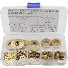 Brass Flat Washer Assortment Set,Copper Gasket Gasket Flat Seal Assortment Kit(210 Pcs,M3-M12)