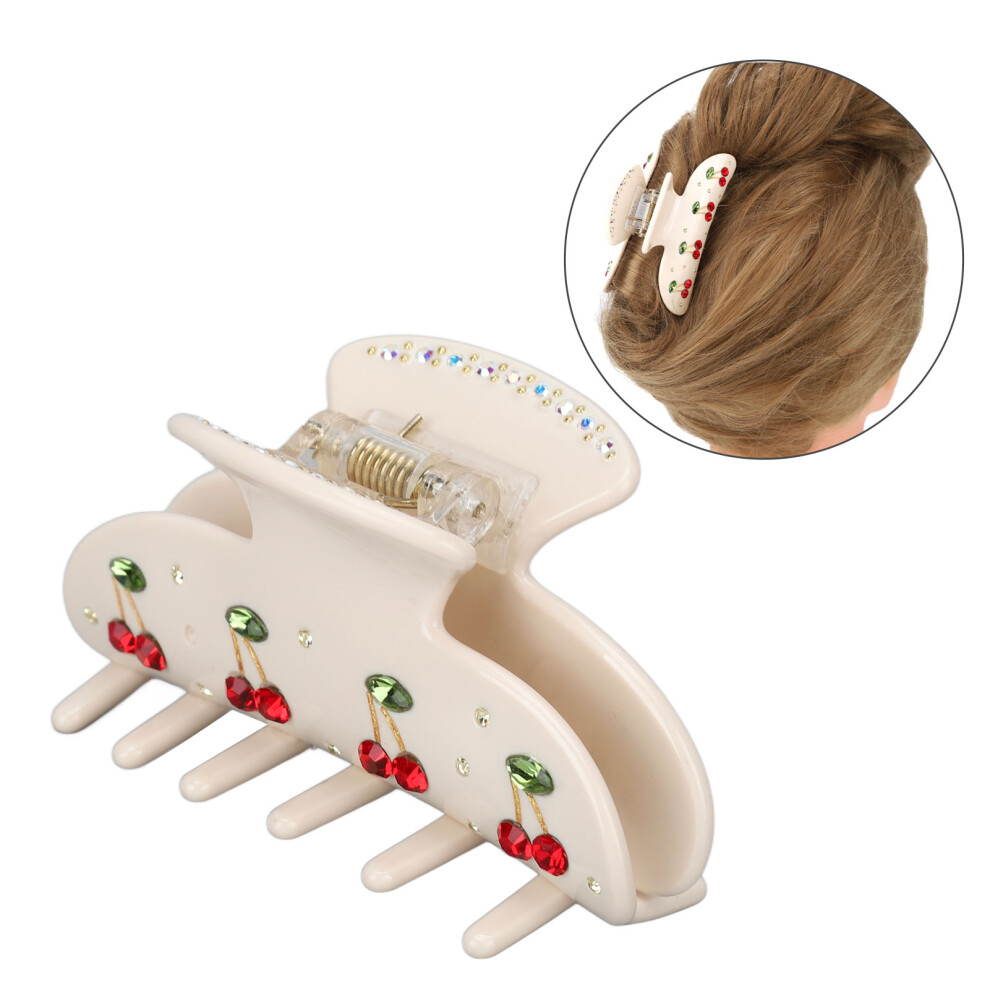Beige Rhinestone Cherry Hair Claw Acetate