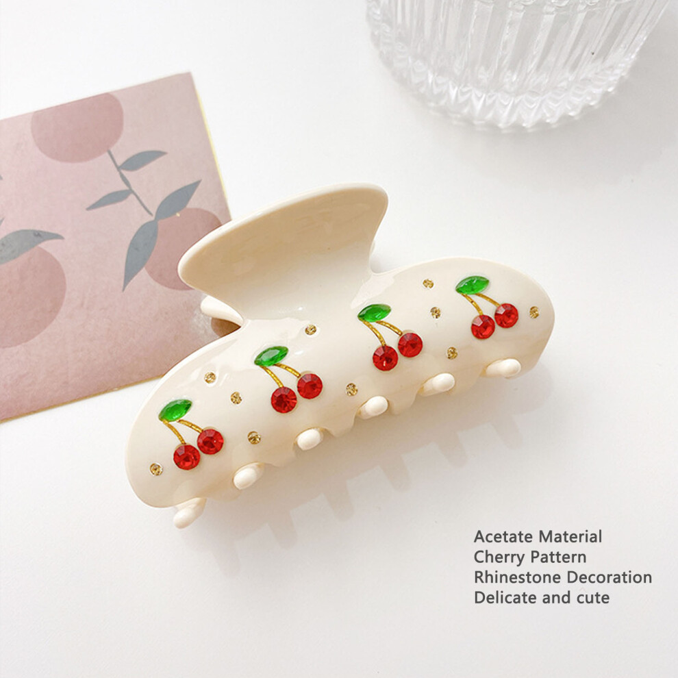 Beige Acetate Cherry Claw Hairpin