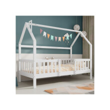 Cama infantil - MUVOE - Cama de casa infantil - Madera maciza - Somier de lamas - 90 x 200 cm