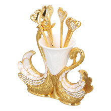 Elegant Gold & White Swan Base Fork Holder Set, 6 Pcs, Multi-use
