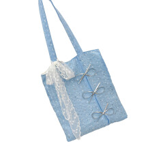 Shimmering Bows Decors Ample Space Polyester Shoulder-Blue