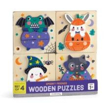 Mudpuppy Gruselige Freunde - Set aus 4 Holz-Puzzles mit buntem Halloween-Motiv und niedlichen Figuren