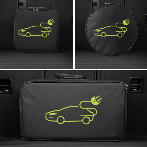Waterproof EV Cable Storage Bag 32x32x10cm with Sponge Lining and Secure Fixation