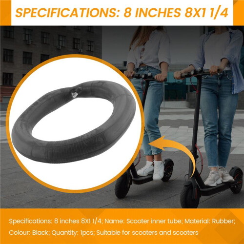 Tubo Interno para Scooter de 8 Polegadas 8X1 1/4 com VáLvula Dobrada para Bicicleta DobráVel EléTrico/Tubo de Scooter a GáS