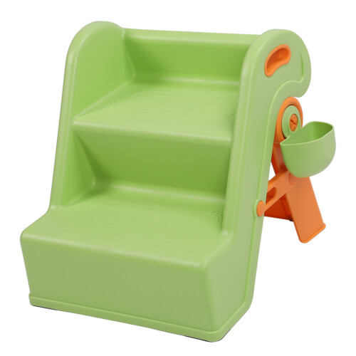 Kids 2-Step Folding Stool with Splashguard - Green