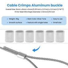 2.5mm Single Hole Wire Rope Aluminum Sleeves Clip Cable Crimps 100pcs