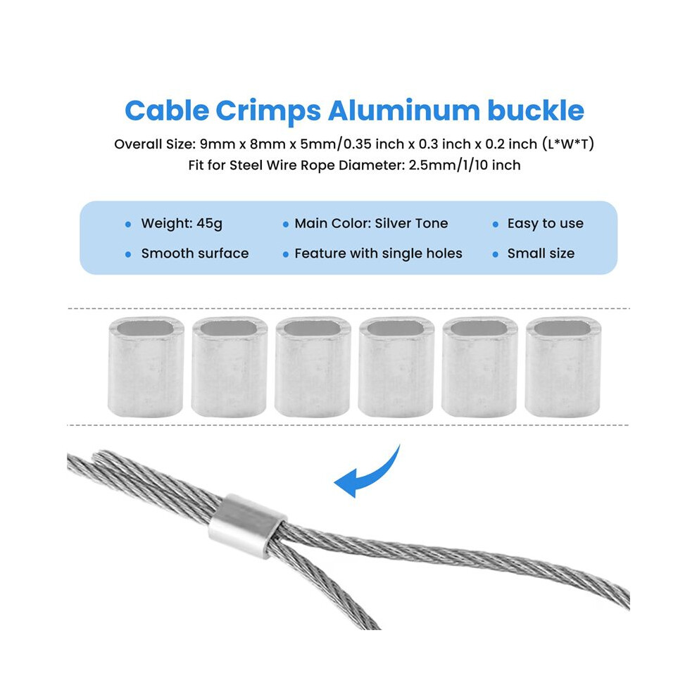 2.5Mm Single Hole Wire Rope Aluminum Sleeves Clip Cable Crimps 100Pcs 6034116802009