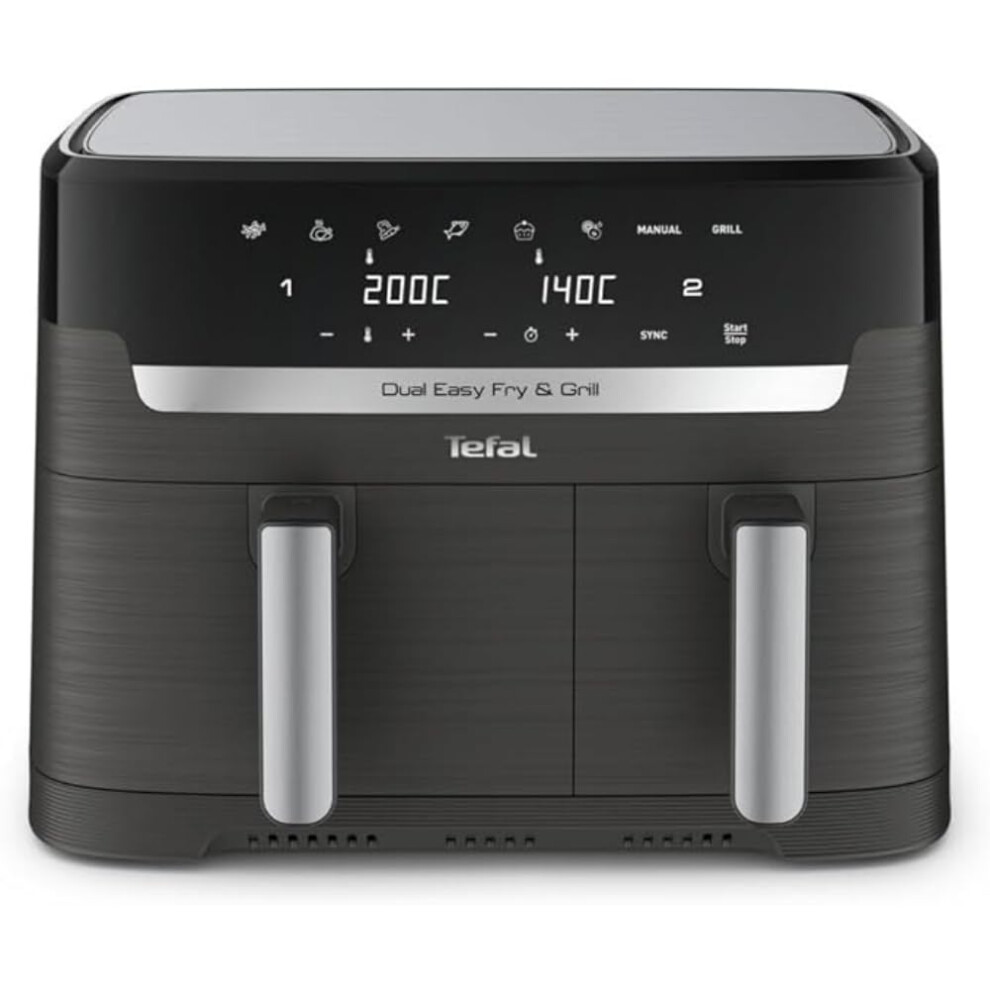 Tefal Easy Fry Dual Zone Digital Air Fryer, 2 Drawers, 8.3L, 8In1, Uses No Oil, Air Fry, Extra Crisp, Roast, Bake, Reheat, Dehydrate, 6 Portions, Non