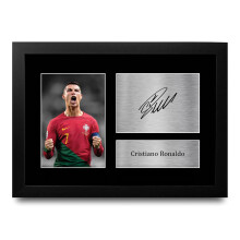 HWC Trading Cristiano Ronaldo Portugal Gifts Printed Signed Autograph Picture for Football Fans and Supporters - A4 Framed