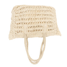 Sac en paille tissée beige chic de grande taille avec double poignée et poche à zip