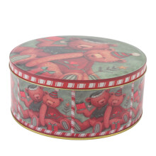 Cookie Tin with Lid, 16.8x7.5cm Iron Metal Container for Holiday Treats