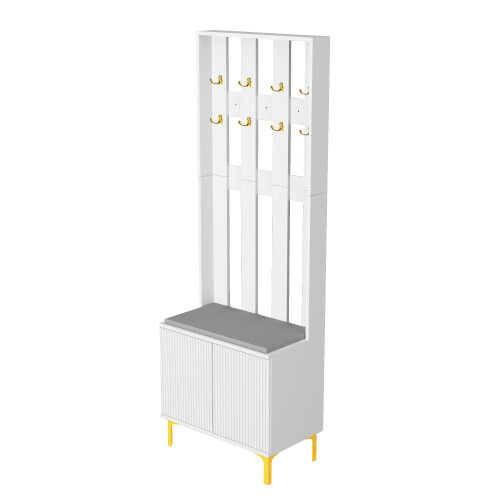 Coat Rack Stand with Shoe Storage Bench Clothes Hat Stand Hanger 8 Hooks 2