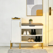 Shoe Rack Storage Bench with Cabinet Entryway Shoe Bench Organizer Seat Cushion