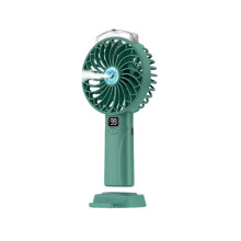 (Green) Fan USB Handheld Portable Rechargeable Spray Adjustable Modes Cooling