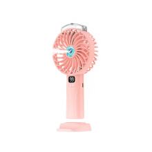 (Pink) Fan USB Handheld Portable Rechargeable Spray Adjustable Modes Cooling