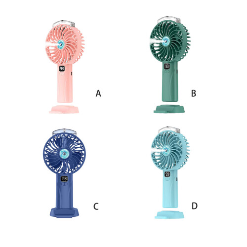 (Pink) Fan USB Handheld Portable Rechargeable Spray Adjustable Modes Cooling 1