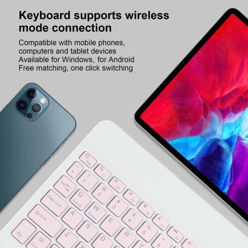 Pink 10 Inch Bluetooth Keyboard & DPI Mouse Set, Ultra Thin, Wireless 2