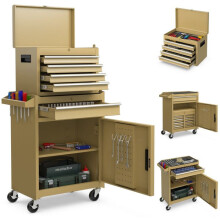 Servante d'atelier - HELLOSHOP26 - 59x28x102 cm - 4 tiroirs - Coffre supérieur amovible - Roues pivotantes verrouillables