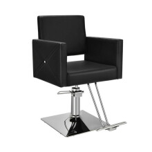 Friseurstuhl - HELLOSHOP26 - Hydraulisch - 360 drehbar - Schwarzes PVC-Leder - Höhe 94,5-110 cm