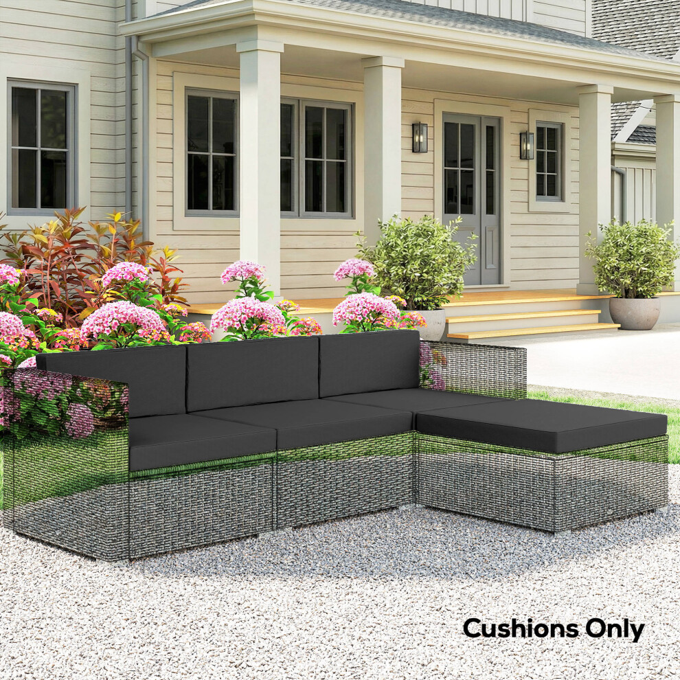 Outsunny 7-Piece Patio Furniture Cushions Water-Repellent 60X60cm, Black