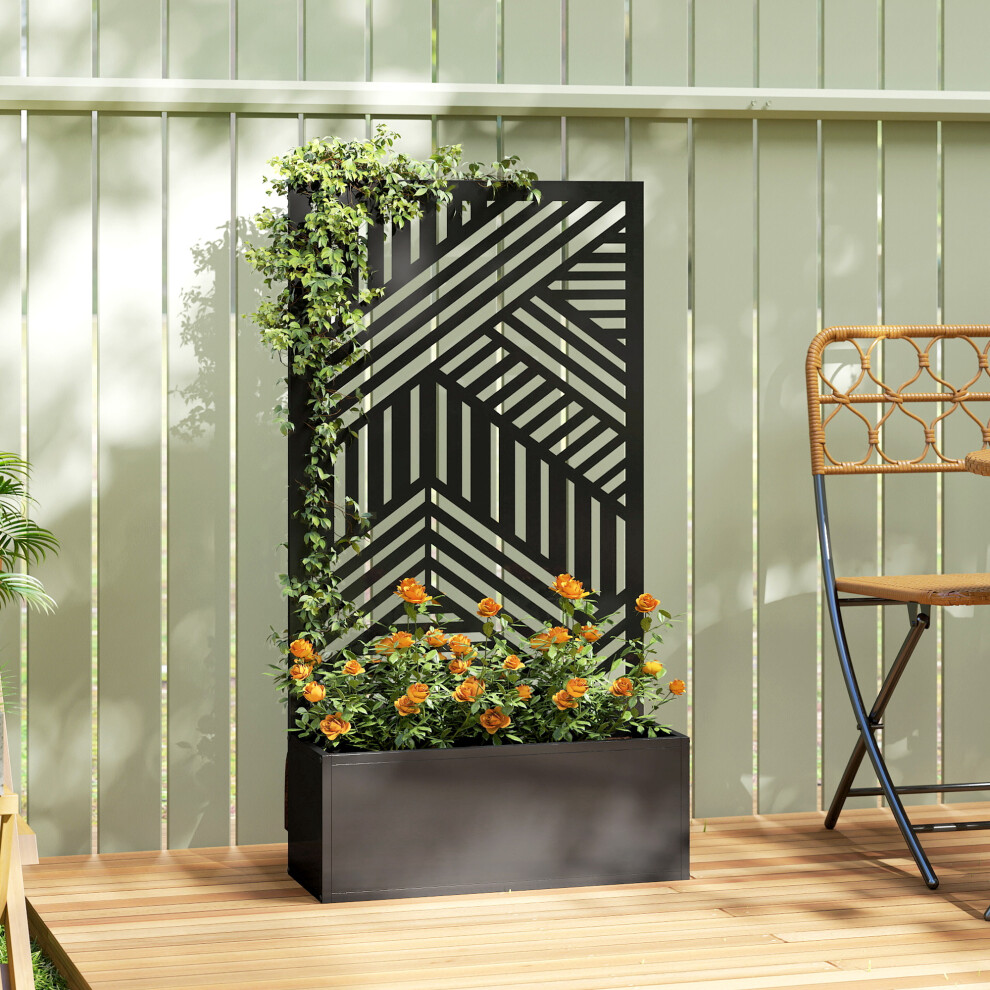 Outsunny Metal Garden Bed For Garden With Trellis, Raised Garden Bed