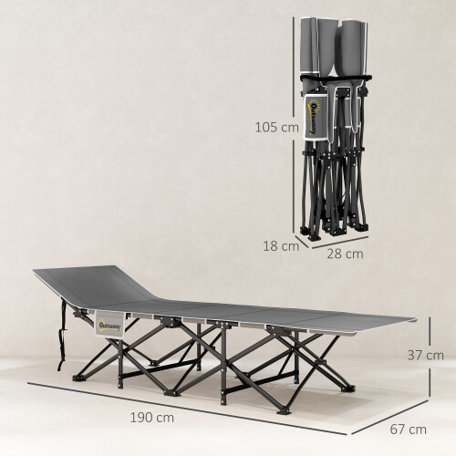Outsunny Outsunny Camping Cot for Adults with Mattress, Folding Bed, Black 2