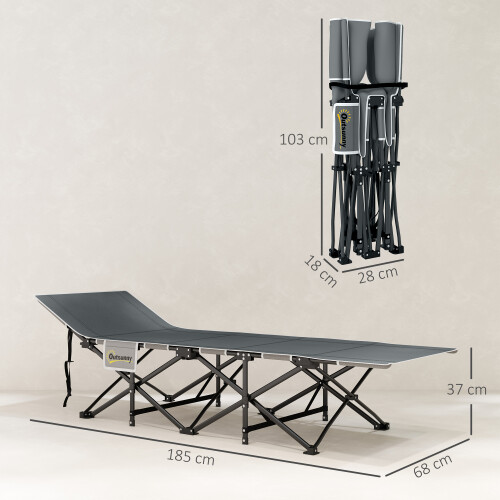 Outsunny Outsunny Camping Bed for Adults with Mattress Folding Cot Light Grey 1