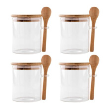 4er-Pack Glasbehälter für Overnight Oats mit Deckel und Löffel, Glasbehälter mit Löffel und Deckel für Losen Tee