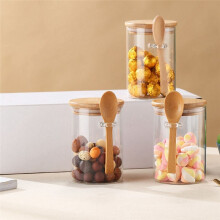4 Pack Overnight Oats Glazen Containers met Deksels en Lepels, Glazen Potten met Lepels en Deksels voor Losse Thee