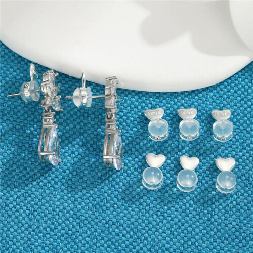 8PCS Earring Backs for Droopy-Ears, Earring Lifter Backs Replacements for Heavy Earrings,Silver 1