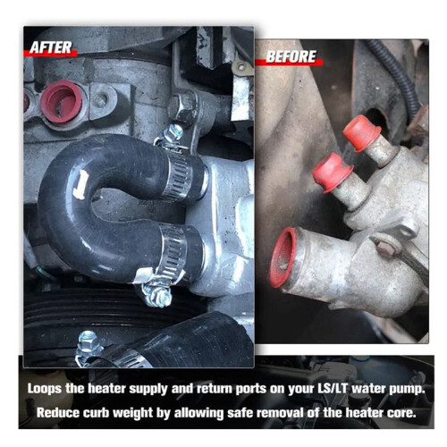 Silicone Heater Core Bypass Loops Hose Coolant Crossover for LS1 LSX LS2 LS3 LQ4 1