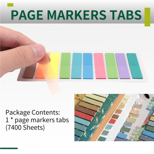 7400 Sheets Transparent Sticky Notes Self-Adhesive BookMarker Annotation Reading Book Clear Tab Posted It 1