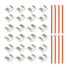 24 St 3Pins 12mm Transparent Lock Connector Kit för COB RGBIC LED Strip Transparent Gapless Connectors With Wire