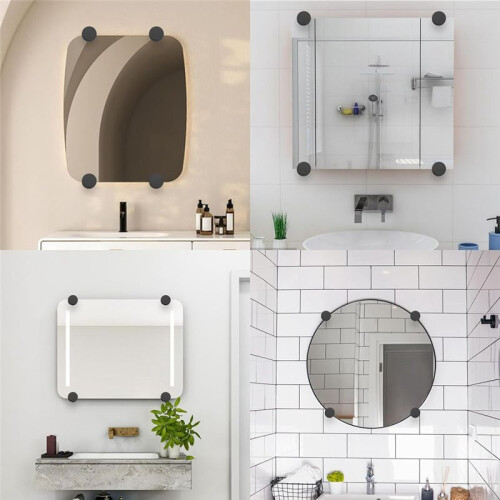 4 Pcs Mirror Mounting Hardware Frameless Adjustable Holders Clips Fixing Mirror Hanging Kit with Duty Screws Anchors 2