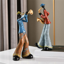 Jazz Band Player Figurines Vintage Musician Figure Resin Statues Desktop Ornament Retro Sculpture Home Indoor Decor E
