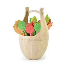 Forchetta da Frutta per Bambini In Paglia di Grano con Secchiello Portaoggetti Bento Box Decorato per Cocktail di Frutta, Dessert, Stuzzicadenti,