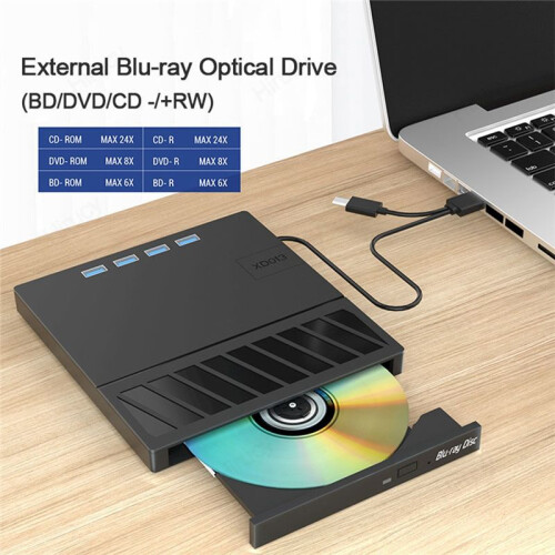 USB 3.0 Type-C Multiplication External Blu-Ray Optical Drive CD/DVD/BD -/+RW Player Burner Writer Reader for Laptop PC 1