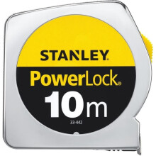 Stanley 1-33-442" Powerlock Tape Measure with End Hook Without Hole, Silver, 10 m/25 mm